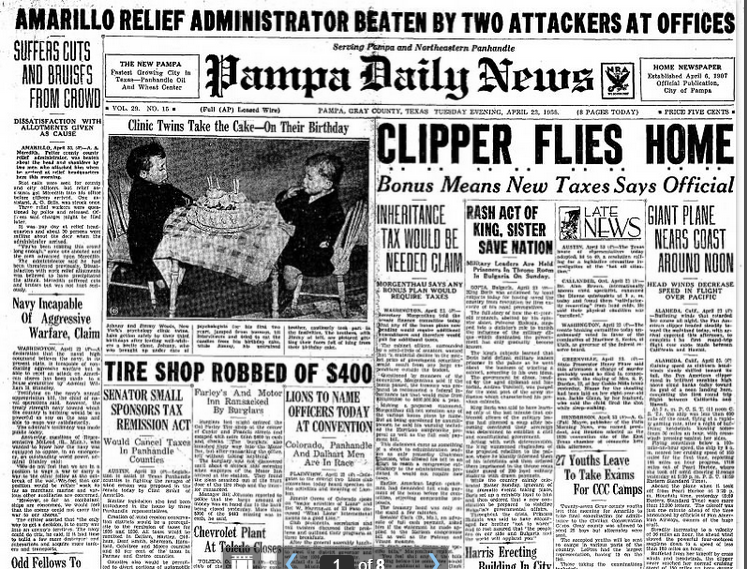 Pampa Daily News Pampa, TX April 23, 1935