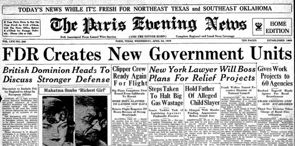 The Paris Evening News Paris, TX April 24, 1935