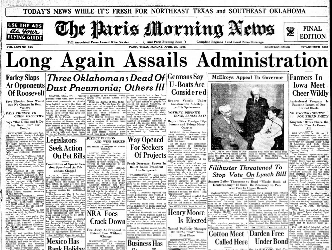 The Paris Morning News Paris, TX April 28, 1935
