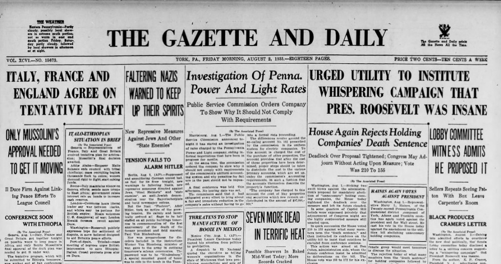 The Gazette and Daily York, Pa. August 2, 1935