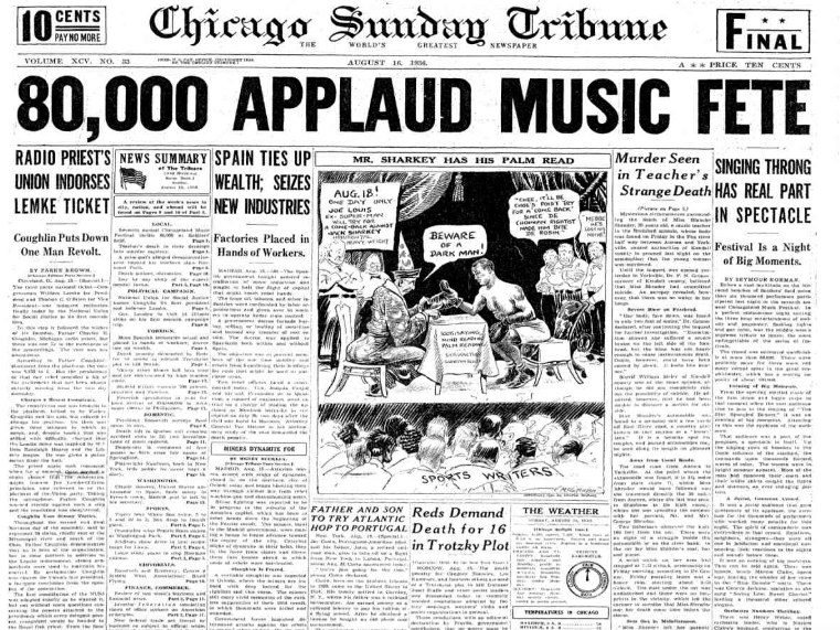 Chicago Sunday Tribune August 16, 1936